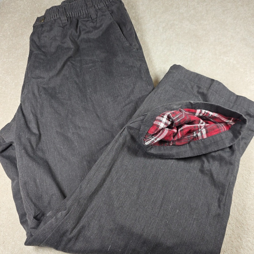 Haband's Ice House Slacks Pants Mens 44/L Gray Flannel Lined Elastic Waist